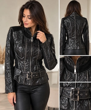 Geacă damă Romantic Leder Collection din piele naturală neagră   mărimea L