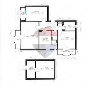 Apartament decomandat cu 3 camere, 2 balcoane și boxă - imagine 17