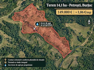 Teren 14,1 ha Petrești   Burjuc, Hunedoara | investiție   dezvoltare | 149.000  