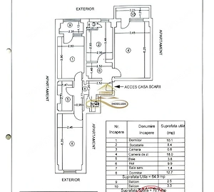 Vând apartament cu 3 camere decomandate in centrul orașului Bacau