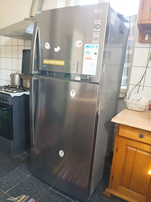 Frigider cu 2 uși LG Inverter Linear - Total No Frost, Clasa A++, Argintiu   Inox, 410L