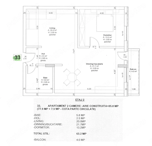 Apartament nou 2 camere TVA 0 , zona centrala ,70 mp ,  loc parcare inclus  - imagine 9