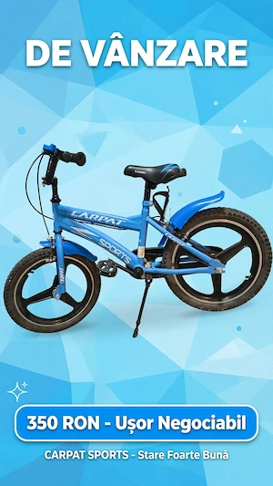 Bicicletă copii CARPAT SPORTS 16 inch - Stare Foarte Bună - Alexandria - 350 RON Neg.