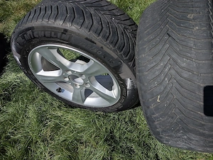 Jante set 4 Mercedes w203 R16 2 latimi fata 7J ET  31/ spate 8J ET 32 + anvelope mixte M+S - imagine 5