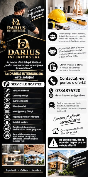   AMENAJĂRI INTERIOARE si EXTERIOARE   seriozitate, calitate și prețuri corecte