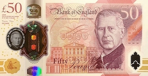 Bancnota ANGLIA - 50 lire 2023 - King Charles - polymer -UNC