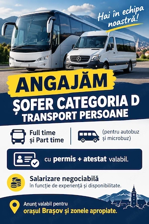 Angajam sofer categoria D transport persoane Brasov