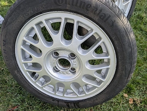 Jante set 4 BBS 4x100 + anvelope mixte M+S 195/50 R15, originale Volkswagen 1HO 601 025 - imagine 5
