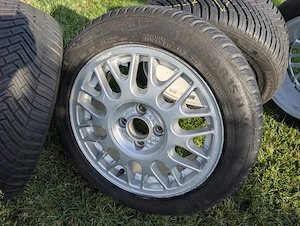 Jante set 4 BBS 4x100 + anvelope mixte M+S 195/50 R15, originale Volkswagen 1HO 601 025 - imagine 4