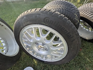 Jante set 4 BBS 4x100 + anvelope mixte M+S 195/50 R15, originale Volkswagen 1HO 601 025 - imagine 2