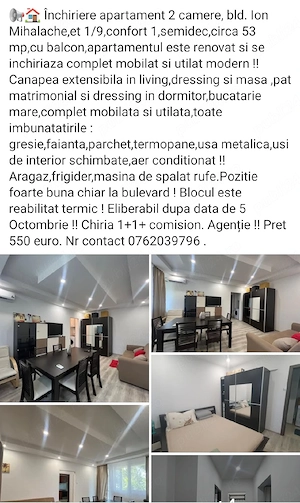  Ion Mihalache,2 cam,et 1 9 cu balcon,sdec,amenajat modern! - imagine 4