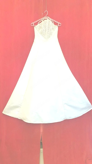 Rochie de mireasă   cununie civilă A-line din satin și dantelă, mărimea  170 cm