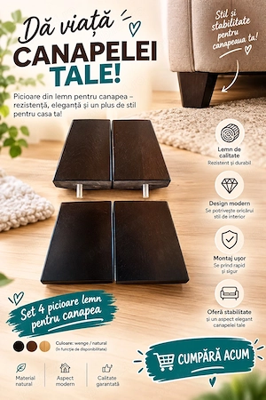 Set 4 picioare lemn mobilier 