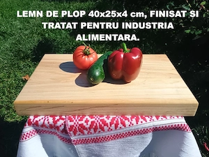 Tocător din lemn masiv de plop, finisat și tratat pentru industria alimentara