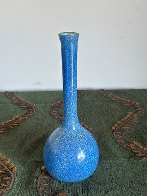 Vază vintage solifleur din sticlă artistică albastra