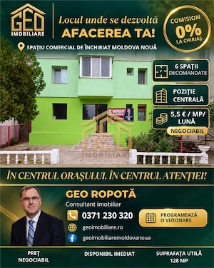 Spatiu comercial ultracentral in Moldova Noua
