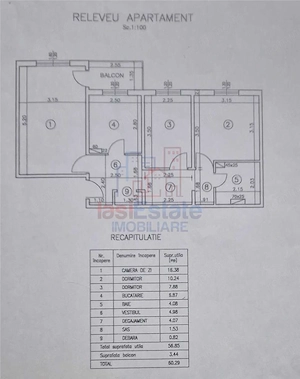Apartament 3 camere decomandat, 60 mp, Galata - etaj 3, centrala proprie - imagine 6