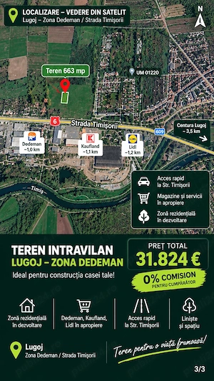 Teren intravilan 663 mp Lugoj   Unitatea militară   Dedeman | 0% comision - imagine 6