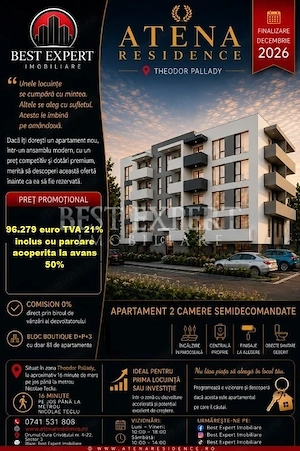 2 Camere Premium | Parcare Acoperită |  Compartimentare Inteligentă | Avans 50%