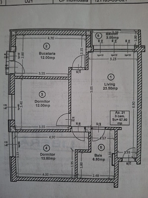 Apartament 3 camere, 67.80 mp + Grădină 55 mp + Parcare subterană   Turnișor, Sibiu - imagine 7