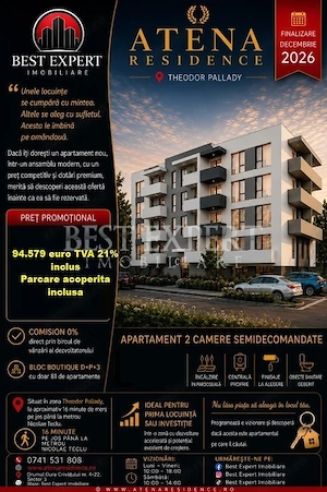 3 Camere | Bloc Boutique | Pallady | Parcare Acoperită | Avans 50% | Comision 0%