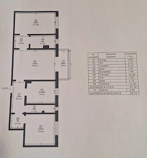 Apartament 4 Camere, 2 băi, Etaj 3, 65 mp utili, 2 balcoane, zona Soarelui, Centrala, Boxa