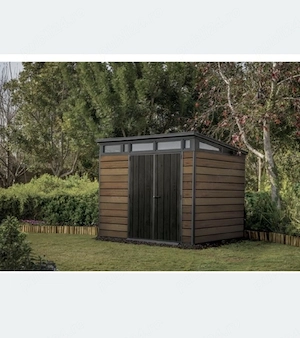 Casuta de gradina   magazie depozitare Keter Pent 9 x 7, plastic, maro, 279 x 216 x 226 cm,