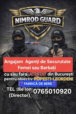 Angajăm Agenți De Securitate  