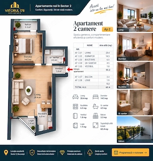 2 camere nou 55 mp   Viitorului 178   Direct de la dezvoltator - imagine 6