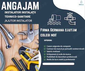 Angajam instalatori tehnico-sanitare ajutor instalator