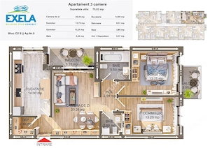 Apartament la cheie cu 3 camere 2 bai si 2 balcoane zona Pictor Brana - imagine 4