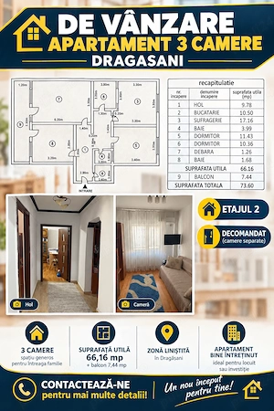 Apartament 3 camere Dragasani etajul 2  - imagine 5