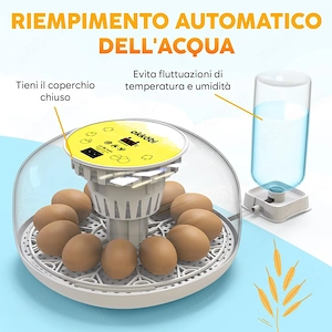 Incubator Automat OKKÖBI M12, 12 Ouă, Control Temperatură & Umiditate, 360  View - imagine 3