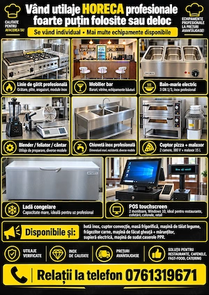 Vând utilaje horeca pizzerie, fast food, restaurant 