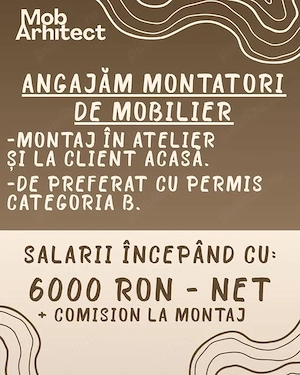  ANGAJĂM Montatori de Mobilier   Mob Arhitect, București.