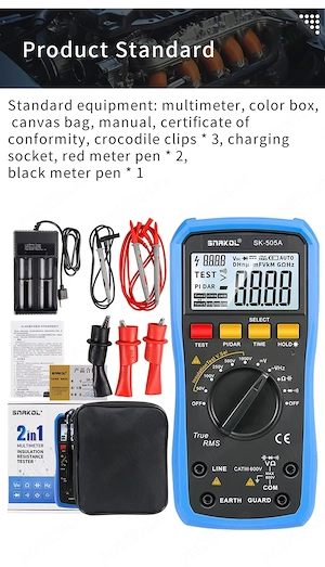 Snakol SK-505A, Tester pt. rezistenta de izolatie. Megohmetru + multimetru