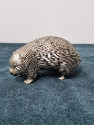 .Suport vintage japonez argintat pentru scobitori, formă arici, Silver Plate Japan