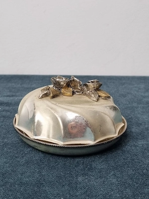   vas vintage argintat cu capac Lorenzi Argenti, Made in Italy, decor trandafiri