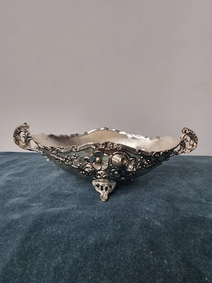 .Fructieră   jardinieră vintage cu mânere, decor floral în relief, aprox. 30 cm