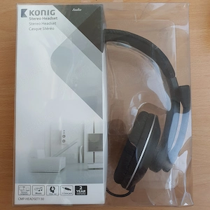 Casti cu microfon Konig CMP-HEADSET130 NOI sigilate PC jack 3.5mm
