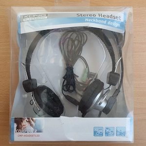 Casti cu microfon Konig CMP-HEADSET120 neckband PC jack 3.5mm