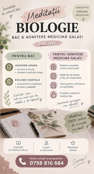 Meditații Biologie Online | BAC & Admitere Medicină Galați