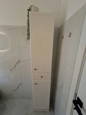 Dulap baie coloana New Elegance, cu sertar si usi, 35 x 190 x 29 cm, alb