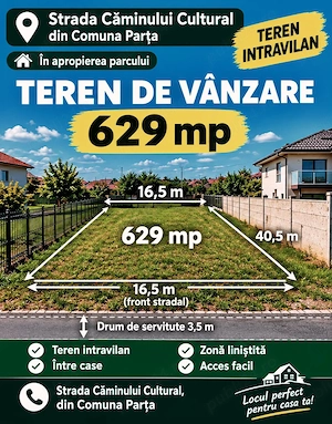 Proprietar vând teren intravilan în Comuna Parța, județul Timiș, în suprafață de 629 mp,  - imagine 3