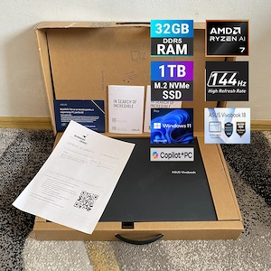 NOU-ASUS Vivobook 18, AMD Ryzen AI 7, 32GB DDR5, 1TB SSD,18" 144Hz, GARANȚIE 2 ani
