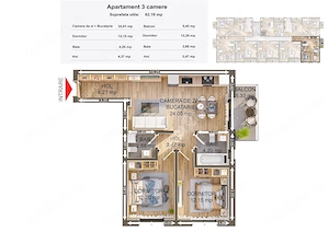 Apartament la cheie cu 3 camere etaj 2 zona Pictor Brana Selimbar - imagine 3