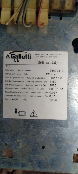 Vand Ventiloconvector Galletti achizitionat si nefolosit