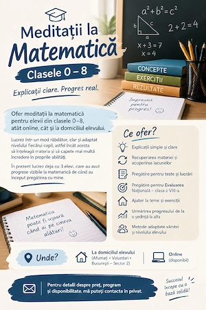 Ofer meditatii la matematica pentru clasele 0-8