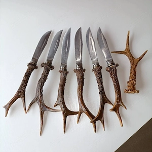 set 6 cutite cu maner din corn de căprior 