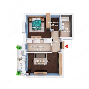 Inchiriez apartament 2 cam decomandat,Bloc nou 2025,Cosmopolis-Vedere Piscină 600 eur - imagine 9